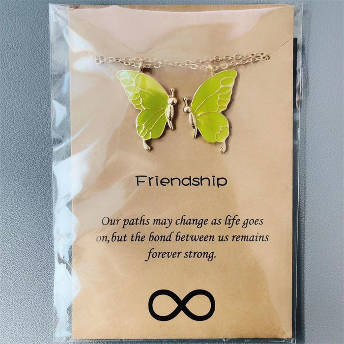 Wholesale Colorful Butterfly Friendship Pendant Necklace Set - Fashion Alloy Jewelry Accessory MOQ≥2