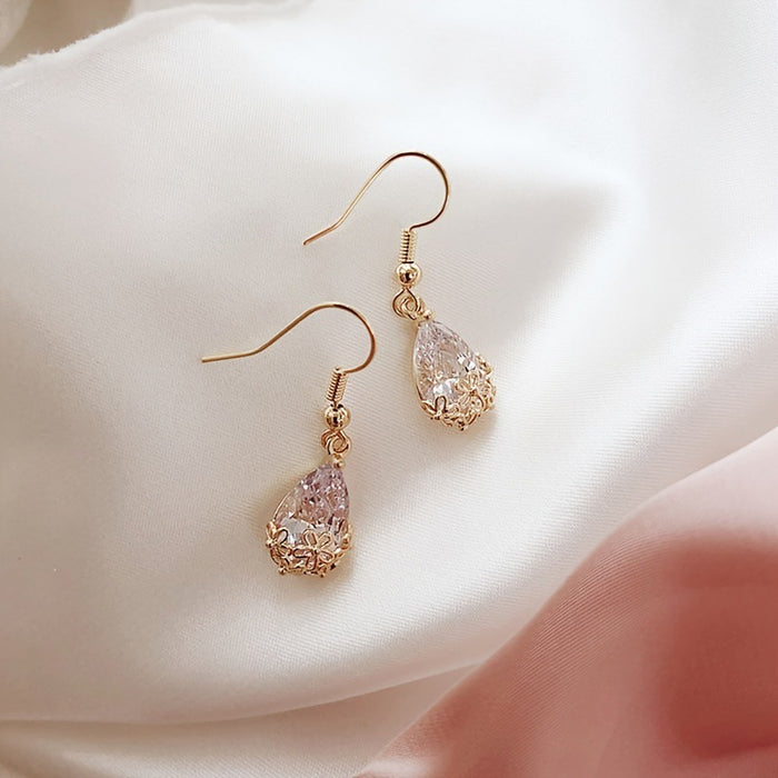 Wholesale Fashion Jewelry Plum Blossom Crystal Water Drop Earrings JDC-ES-DX008