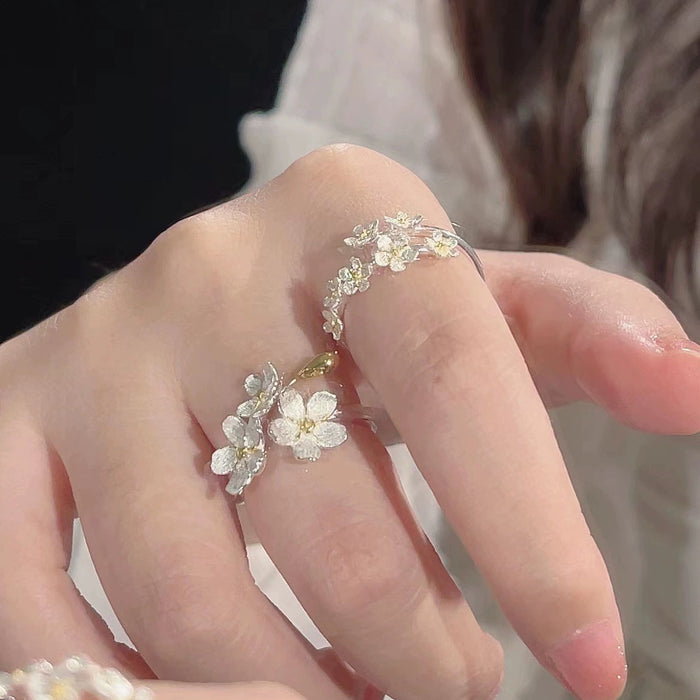 Wholesale Flower ring for niche design, light luxury, simple temperament, adjustable opening ring