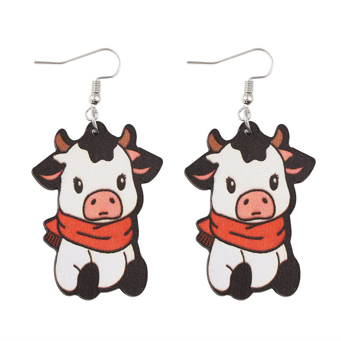 Wholesale Christmas Red f Cow Pendant Earrings
