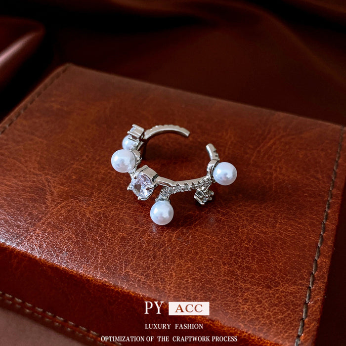 Wholesale Zircon Pearl Open Ring Simple Fashion Handpiece Wholesale