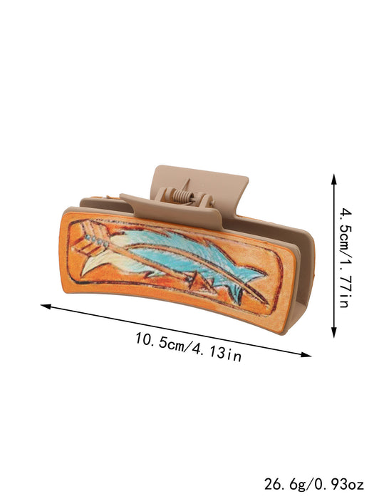 Wholesale West Denim Style Leather Hairpin Cactus Clamp Women Shark Clip