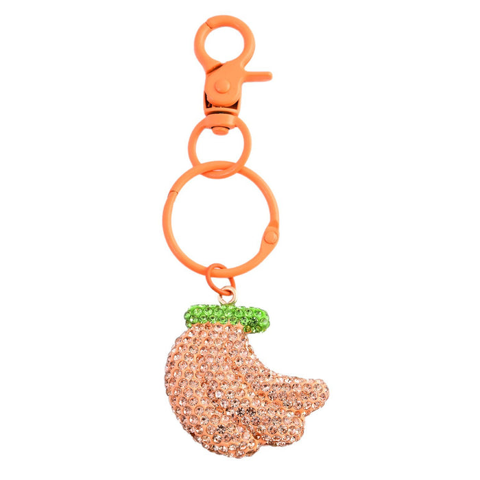 Wholesale Full rhinestone banana fruit bag charm creative keychain handbag accessory