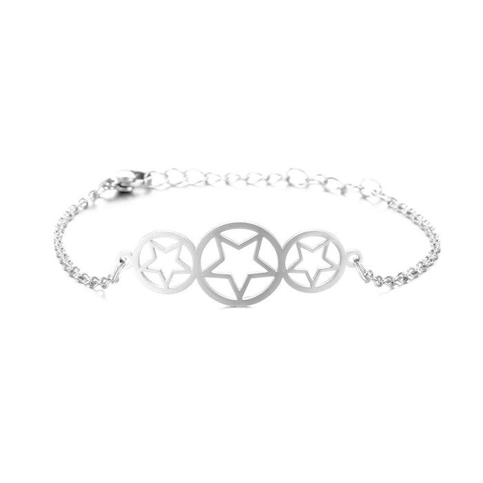 Wholesale Hollow Stainless Steel Glossy Star Bracelet JDC-BT-Mingm009