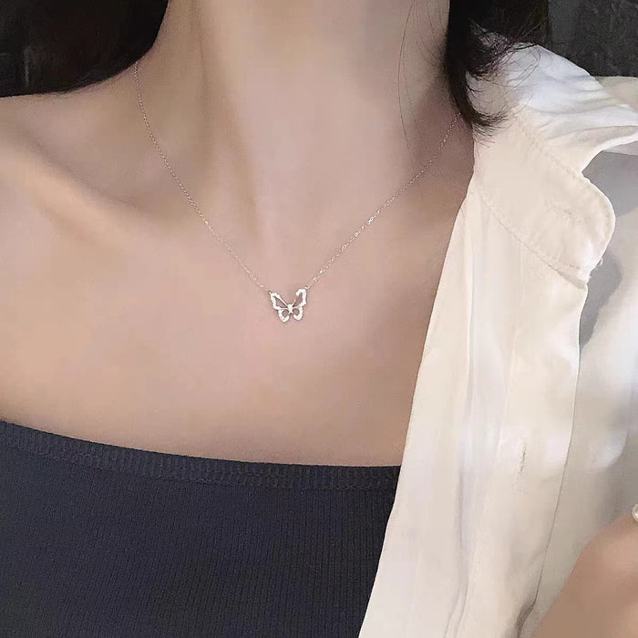 Wholesale Titanium steel necklace, butterfly pendant, high-end and versatile, new collarbone chain, simple accessory