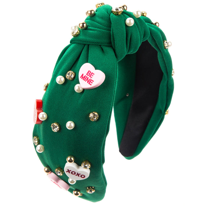 Wholesale Heart-shaped headband with rhinestones and pearls for Valentine' s Day