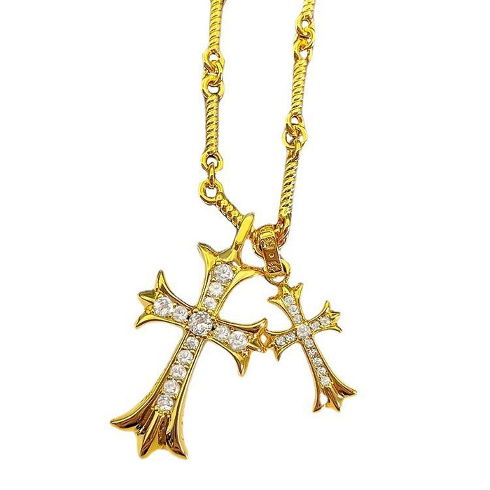 Wholesale Necklace with diamonds, cross pendant, vintage necklace accessory