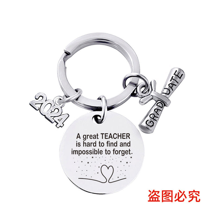 Wholesale Graduation Season Gift Round Stainless Steel Keychain JDC-KC-GangGu049