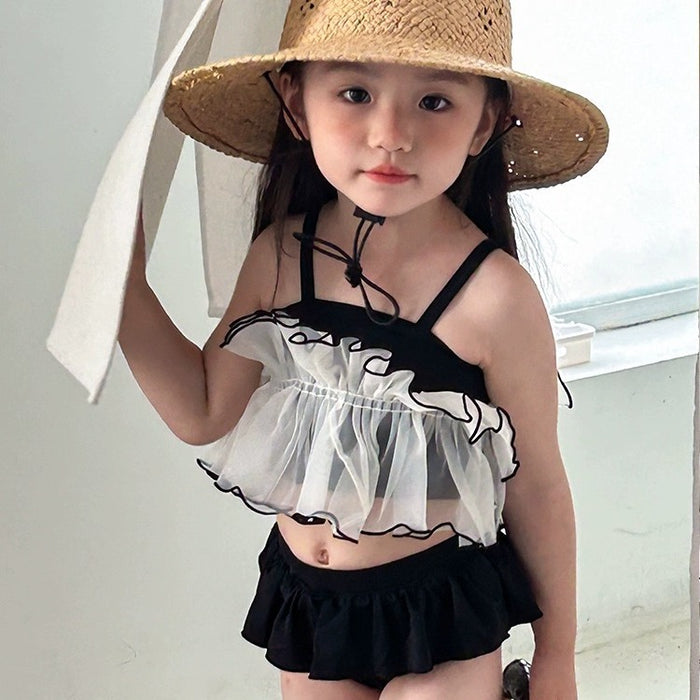 Wholesale Children's Swimwear Girls' Baby Korean One-piece Swimwear Holiday Quick-drying Sling Princess Cute One-piece Swimsuit