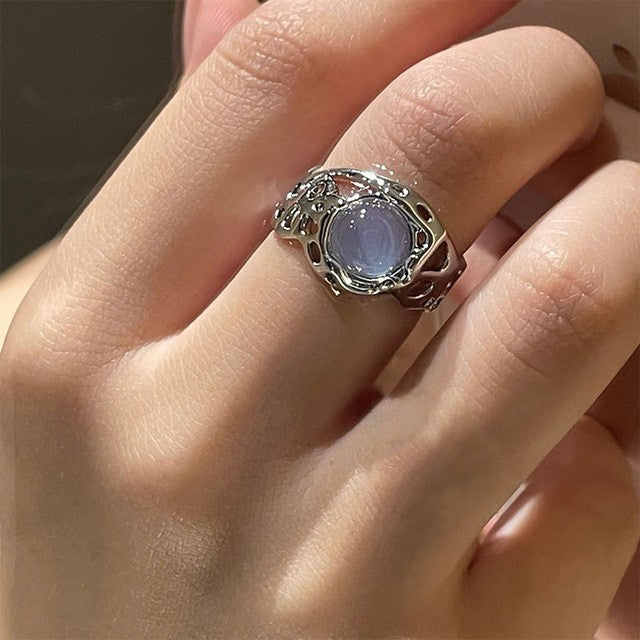 Wholesale Fashion trend inlaid ring, light luxury niche open mouth ring
