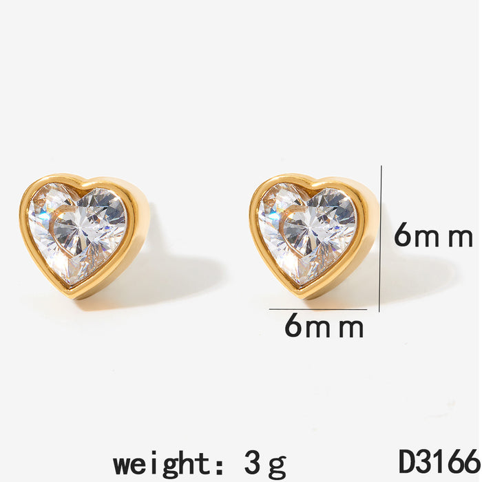 Wholesale Stainless Steel Zircon Heart Water Drop Earrings For Women Everyday Jewelry Gift