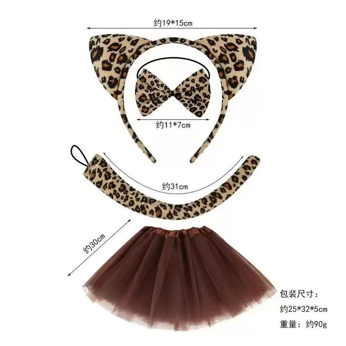 Wholesale Leopard Print Cat Ears Headband Set  Masquerade Cute Animal Ear Party Fashion Accessory Boutique Resale