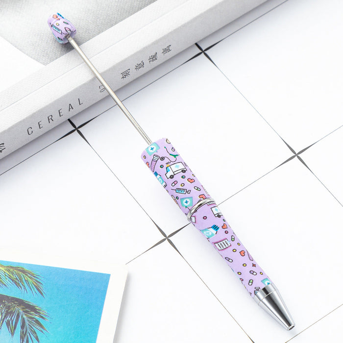 Wholesale Beadable Pen International Nurses Day Printed Plastic Pen DIY for Beaded JDC-PN-Huah026