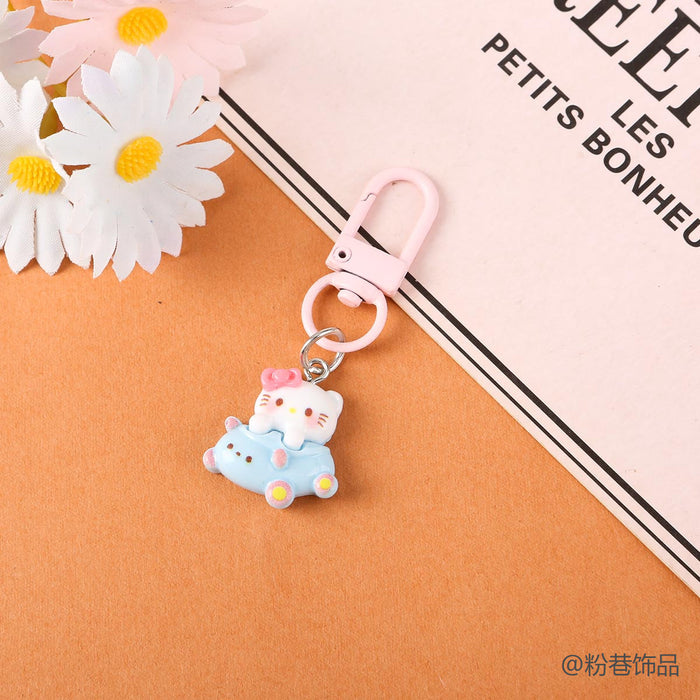 Wholesale Chic Cute Cat Keychain Bag Charm Plastic Resin Pendant Car Key Accessory Sweet Pink Design For Couples And Gift