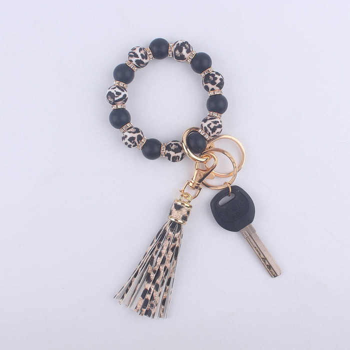 Wholesale Colorful Silicone Beaded Wrist Keychain JDC-KC-GuangTian020