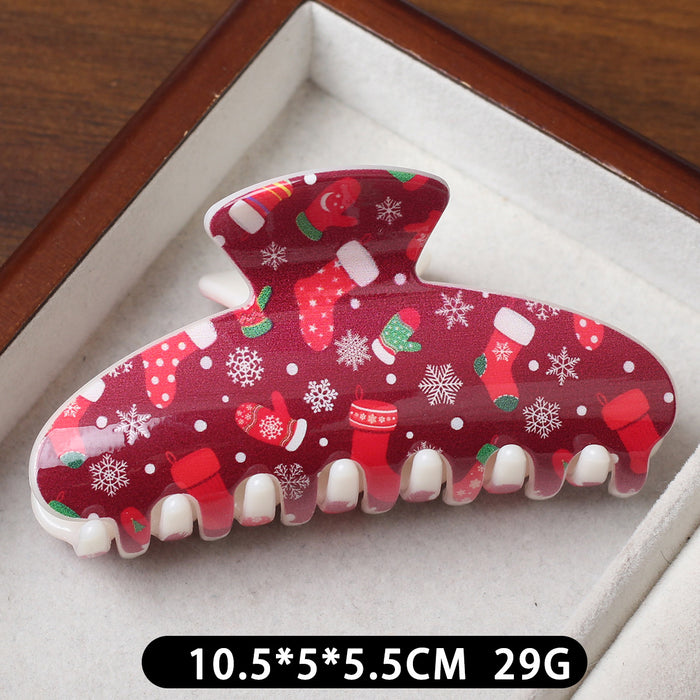 Wholesale Sweet Christmas Plaid Bear Large Plastic Hair Claw Clip Stylish Fashion Accessory For Women Great Gift Or Boutique Resale