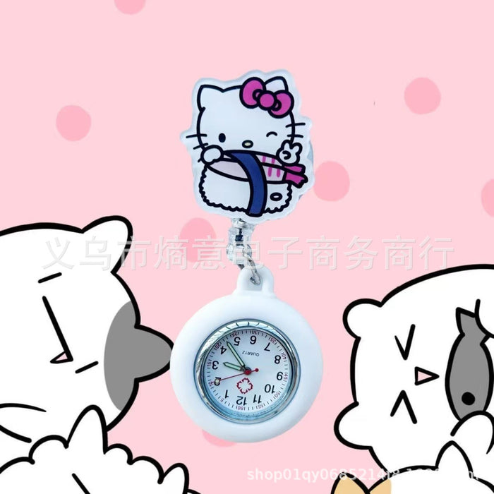 Wholesale Cute cartoon retractable luminous pocket watch