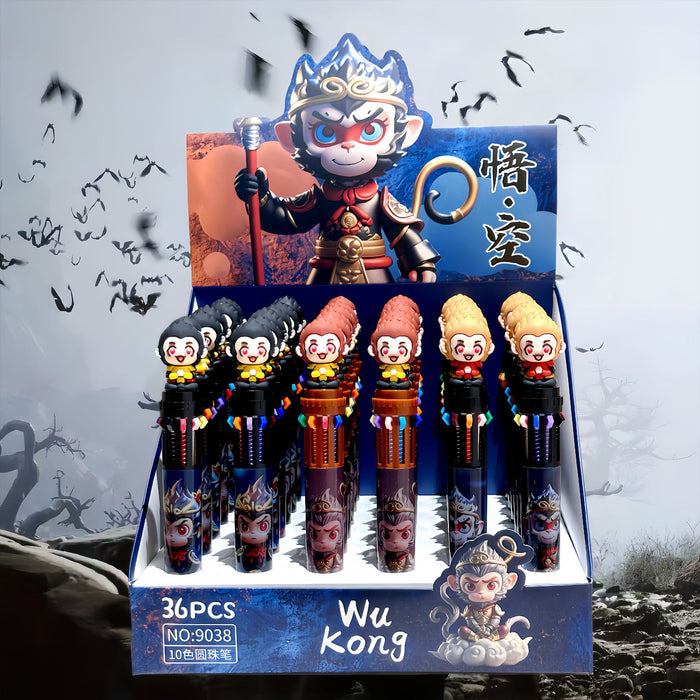 Wholesale 36pcs Halloween Soft Rubber Grip 10-Color Ballpoint Pen Set Cartoon Design