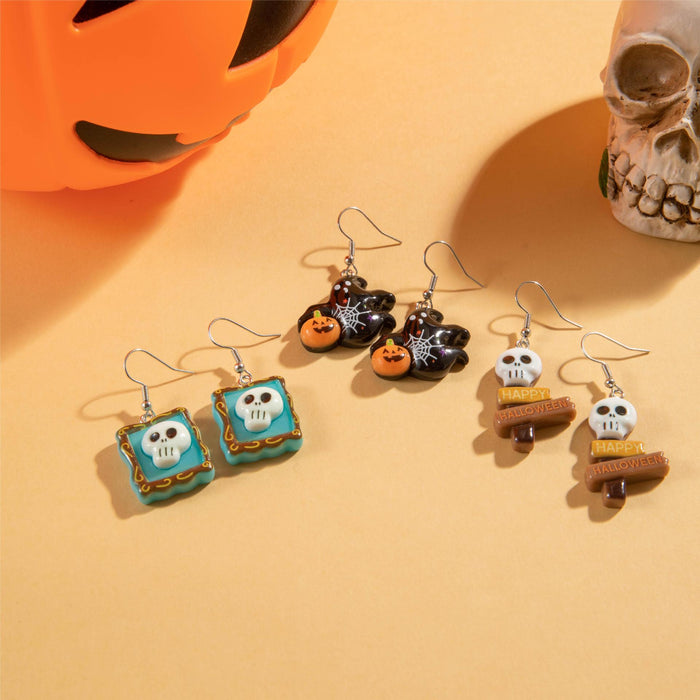 Wholesale Skull Pumpkin Acrylic Earrings Party Wear Jewelry Accessory MOQ≥2
