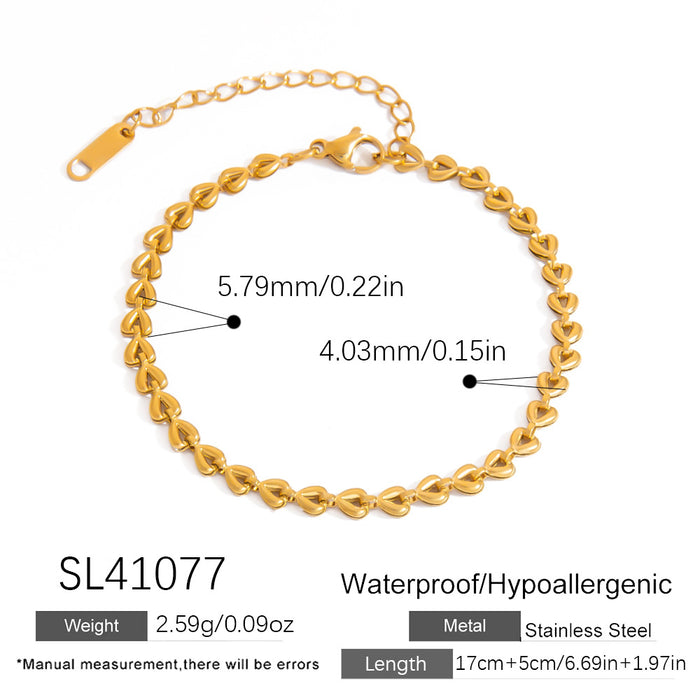 Wholesale Stainless steel bracelet elegant heart Cuban chain metal bracelet three-dimensional hollow round bracelet