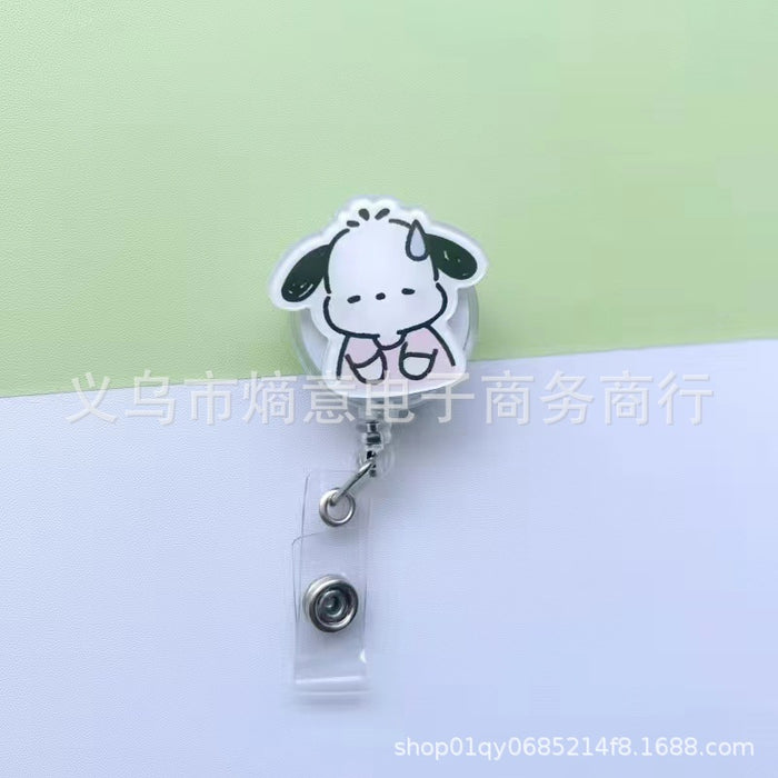 Wholesale Cute Cartoon Retractable Hanging Buckle Badge Reels Keychains