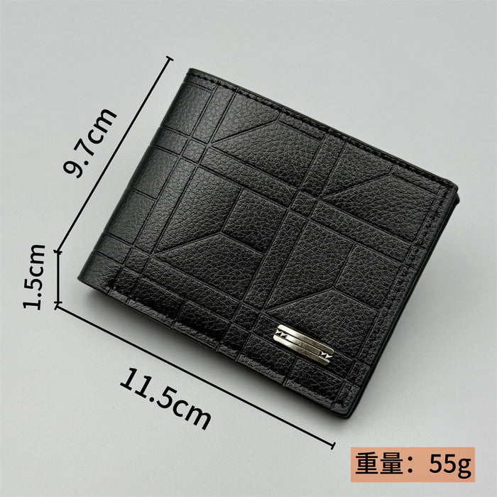 Wholesale Black Geometric Embossed PU Men' s Wallet Stylish Everyday Accessory MOQ≥2