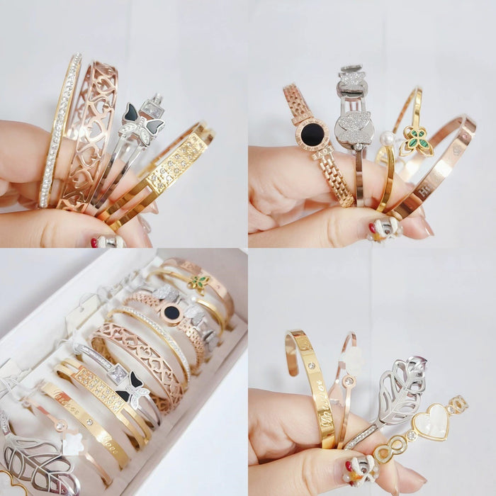 Wholesale Titanium steel bracelet with inlaid rhinestones,  style will be shipped randomly.