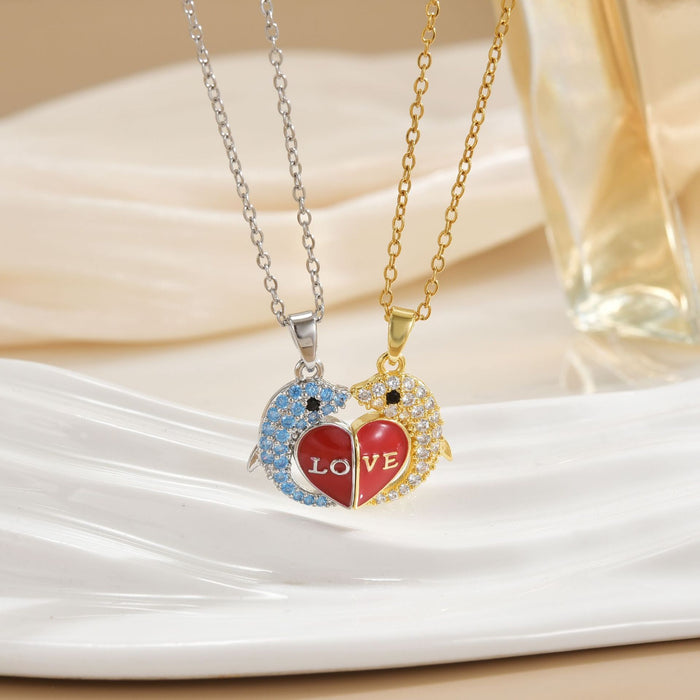 Wholesale Cartoon rainbow heart magnetic interlocking choker necklace