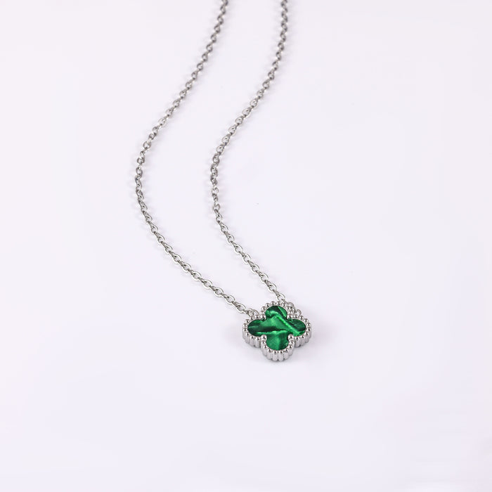 Wholesale Stainless Steel Double-Sided Gold-Plated Four-Leaf Clover Necklace