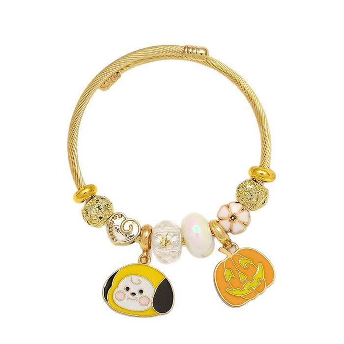 Wholesale Stainless Steel Ghost Pumpkin Beaded Bracelet Cartoon Design MOQ≥2