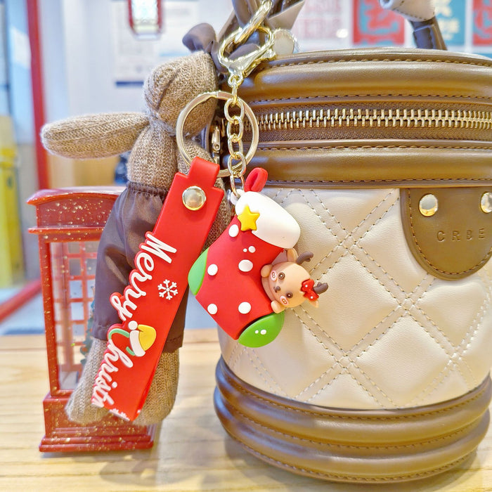 Wholesale  keychain,  cute Christmas tree,  little elk,  Christmas stocking keychain,  claw machine small gift