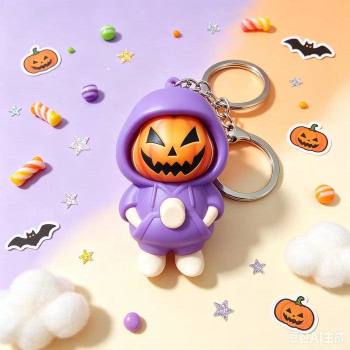Wholesale Plastic  Hooded Pumpkin Figure Keychain Creative Ghost Blue Pendant Gift Decorative Accessory