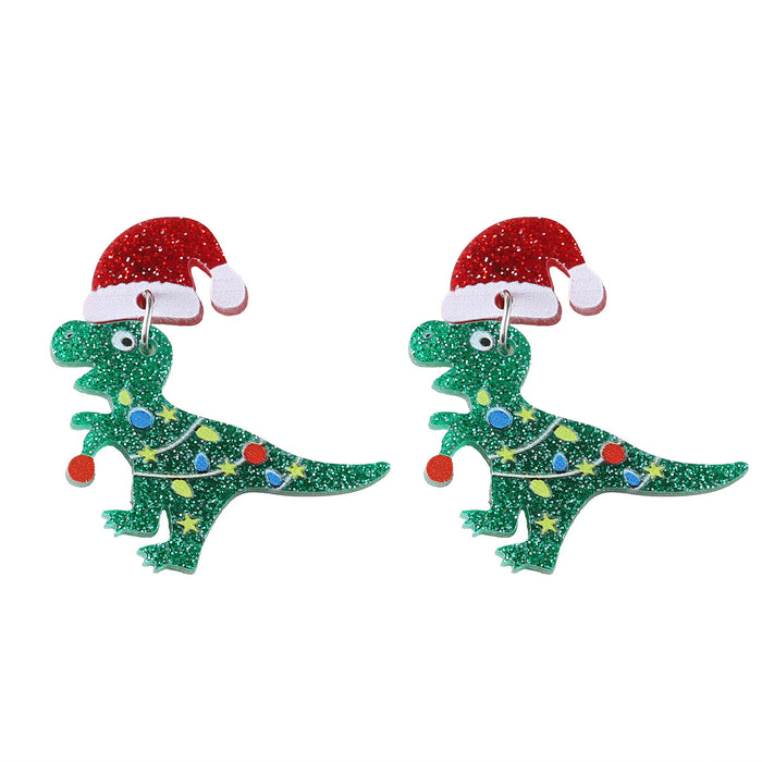 Wholesale Christmas Hat Lantern Dinosaur Sequins Pendant Earrings Acrylic ing Earrings Earrings