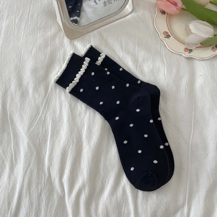 Wholesale Lace socks, tube socks, retro polka dot stockings, pile socks