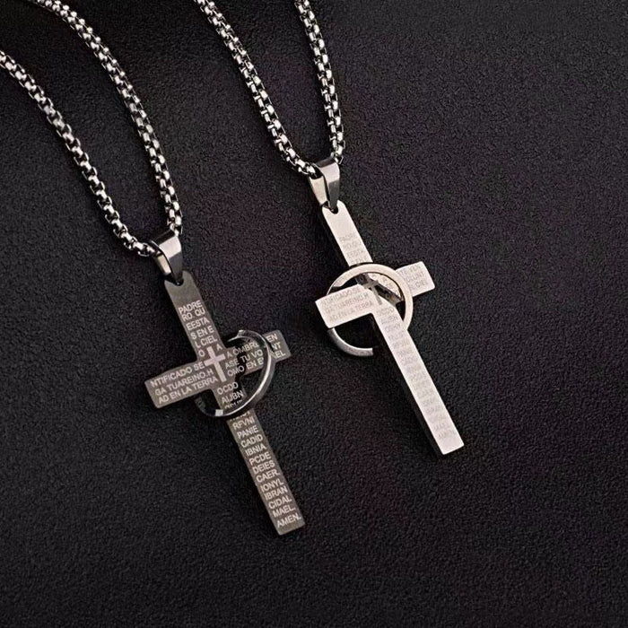 Wholesale Fashionable cross titanium steel necklace, light luxury niche accessory, simple alloy pendant