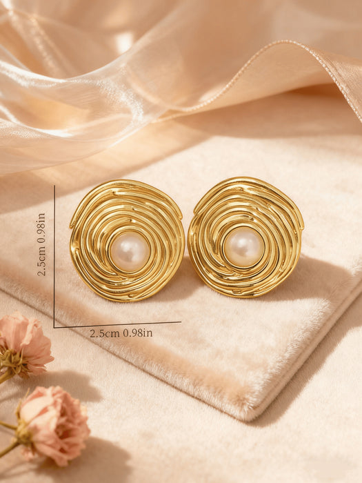 Wholesale Stainless Steel Geometric Oval Golden Earrings for Women