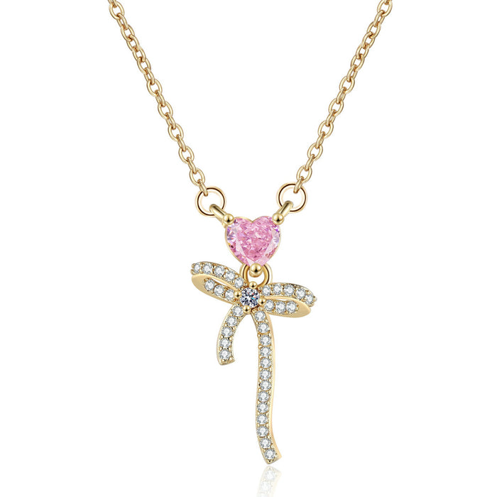 Wholesale Tulip and rose flower necklace niche design high-end bow accessories wholesale