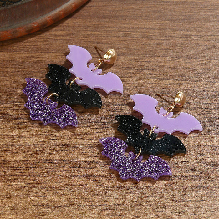 Wholesale Acrylic Earrings Purple and Black Three Bats Acrylic Earrings Earrings Earrings for Women
