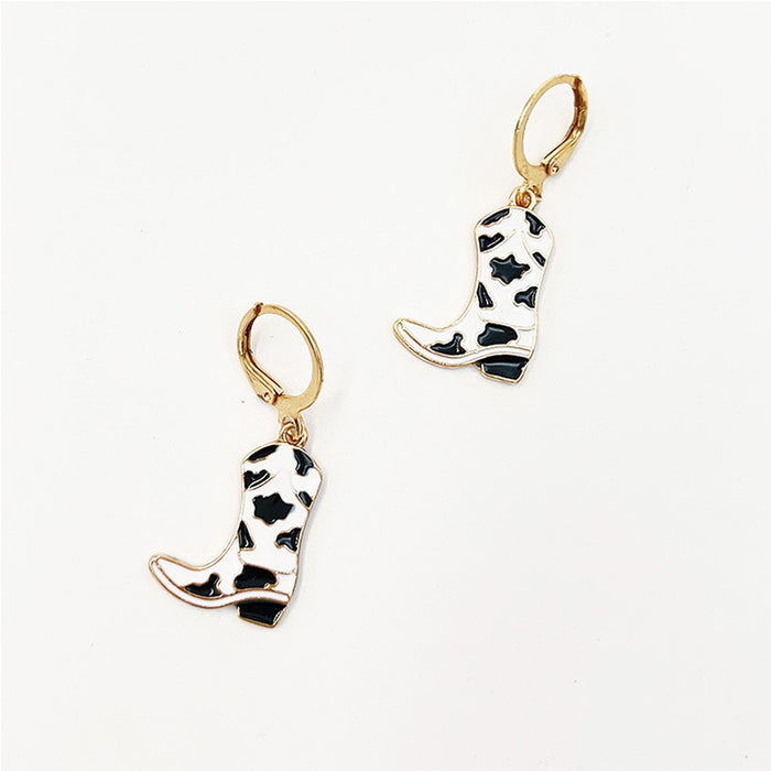 Wholesale Retro Western Cowboy Boots Hat Pendant Earrings Women' s Fashion Personality Earrings