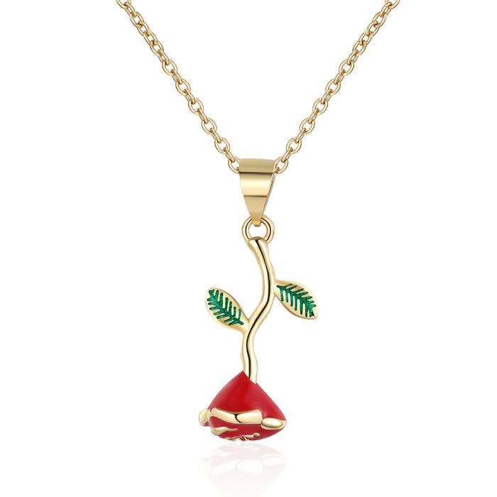 Wholesale Tulip and rose flower necklace niche design high-end bow accessories wholesale