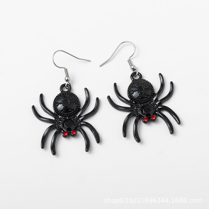 Wholesale Halloween Black Spider Alloy Earrings JDC-ES-LiRan001