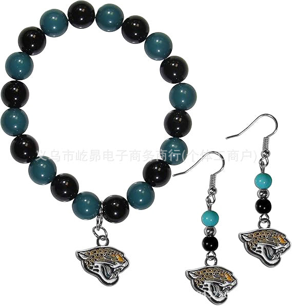 Wholesale Football Colored Candy Acrylic Bead Bracelet Earring Set