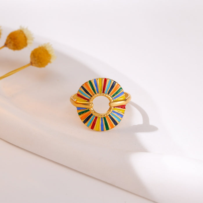 Wholesale Stainless Steel Open Circle Colored Drip Oil Ring