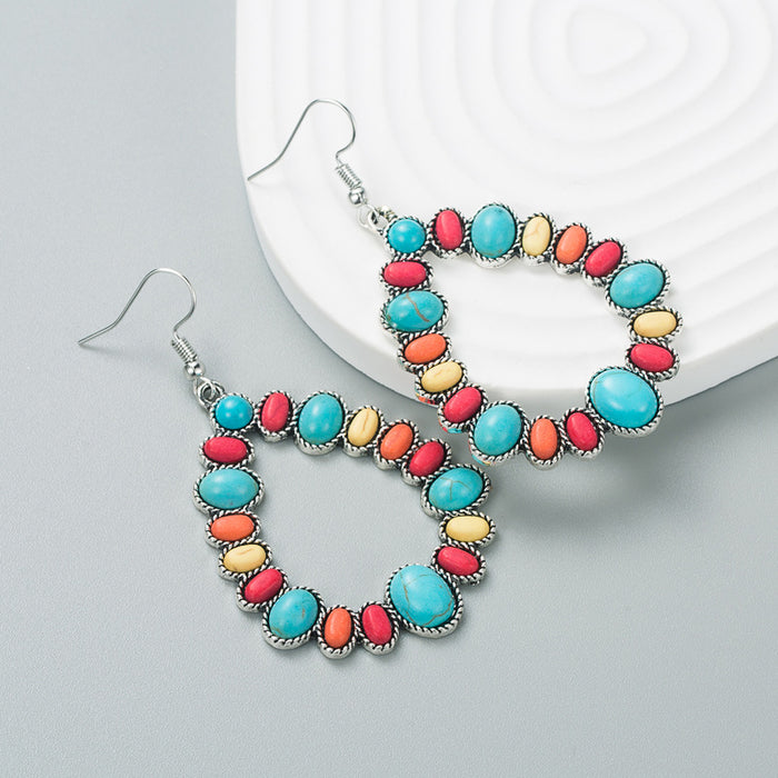 Wholesale Alloy Color Turquoise Geometric Earrings JDC-ES-HM012