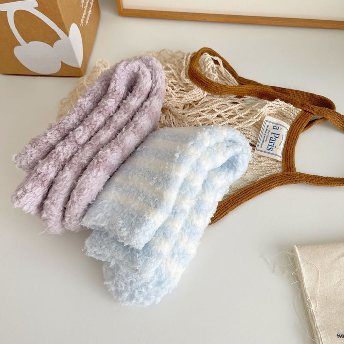 Wholesale Candy color striped lambswool socks