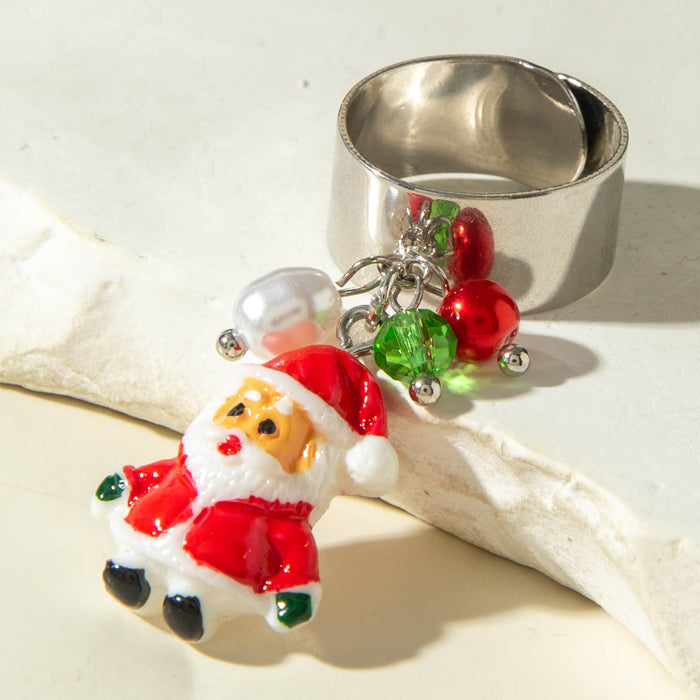 Wholesale Resin Pendant Ring Copper Electroplate Adjustable Christmas MOQ≥2