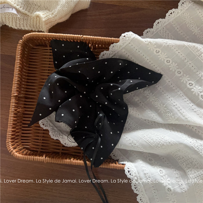 Wholesale Advanced texture polka dot bow square headband ponytail headpiece tie hair accessory