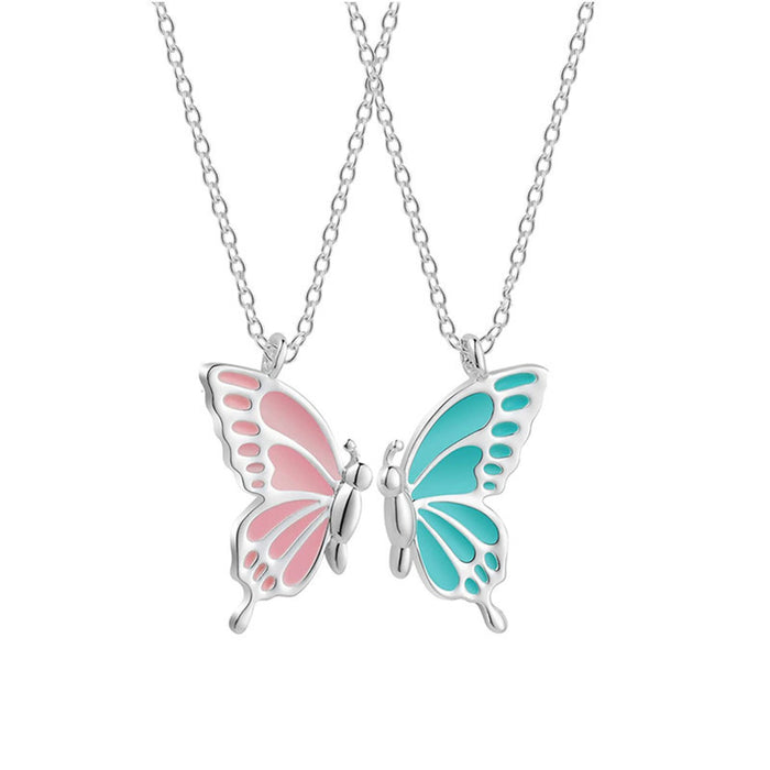 Wholesale Colorful Butterfly Friendship Pendant Necklace Set - Fashion Alloy Jewelry Accessory MOQ≥2