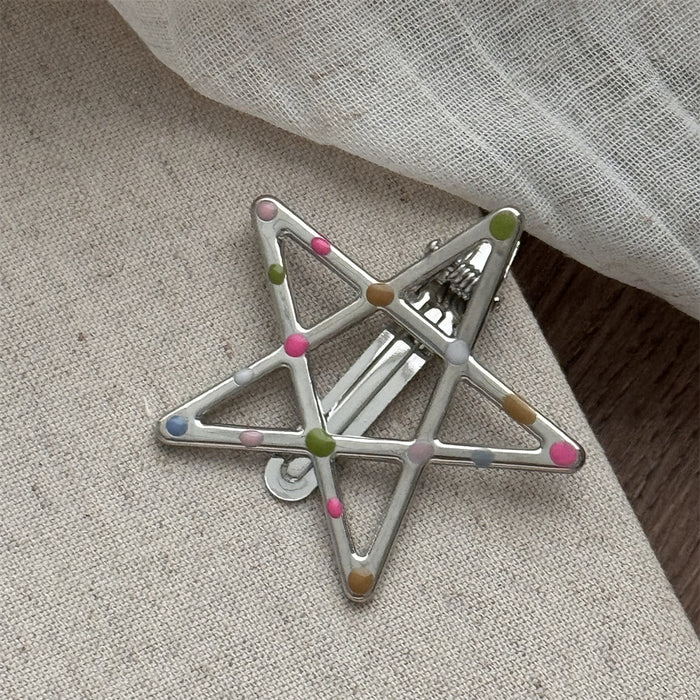 Wholesale Silver Metal Hair Clips with Colorful Dots