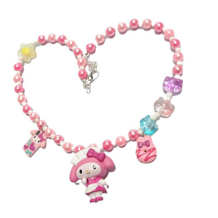 Wholesale Handmade Cute Merlot Pink Beaded Fashion Necklace Chain Short Necklace Chain